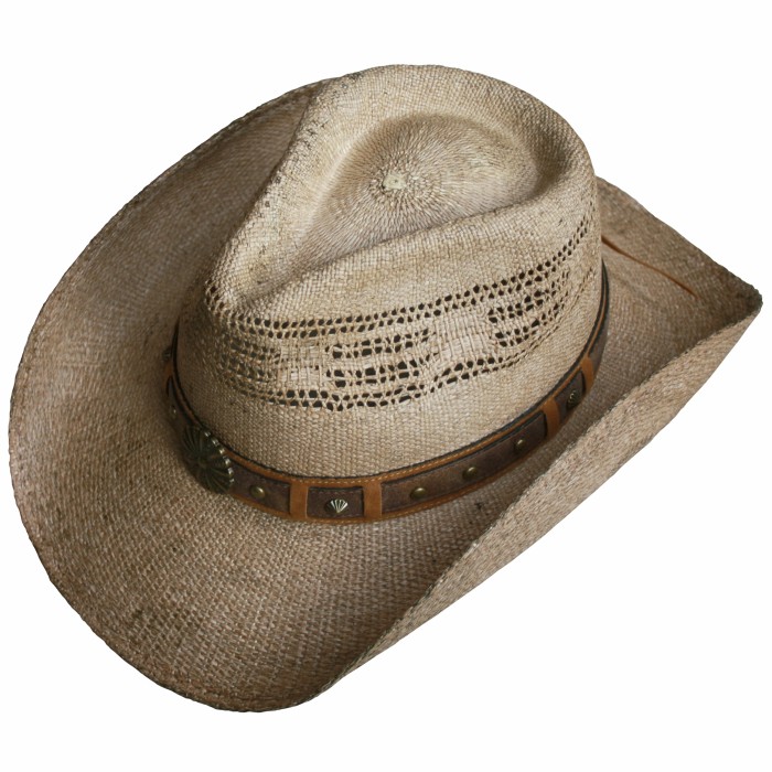 Straw hat, "Colorado", with brim turned up at the side